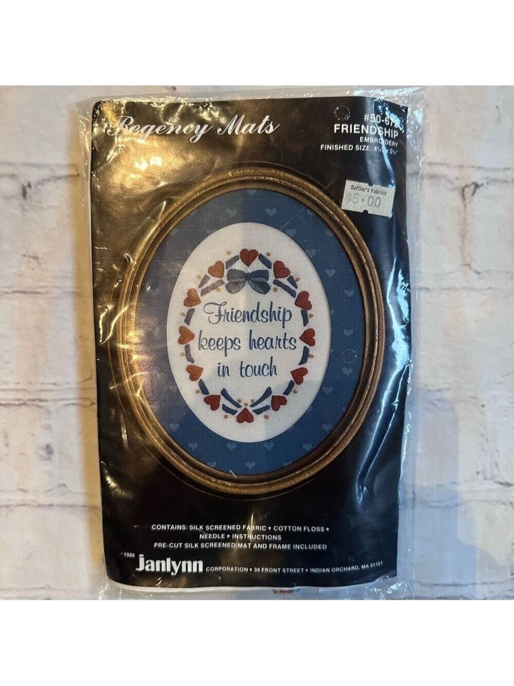 Vintage 1986 Janlynn Regency Mats Friendship Embroidery Needlepoint Craft Kit